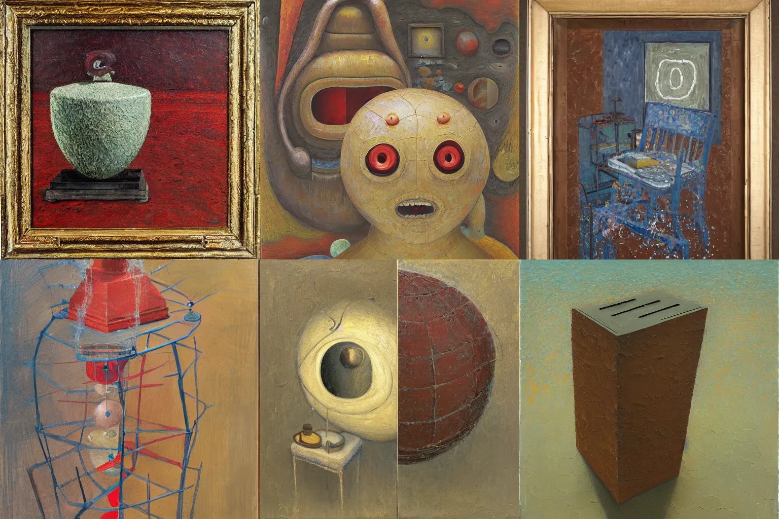 Prompt: a detailed, impasto painting by shaun tan and louise bourgeois of an abstract forgotten object by ivan seal and the caretaker