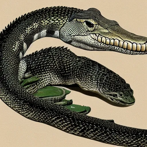 Image similar to rattlesnake and crocodile morphed together, half crocodile half rattlesnake, hyperrealism