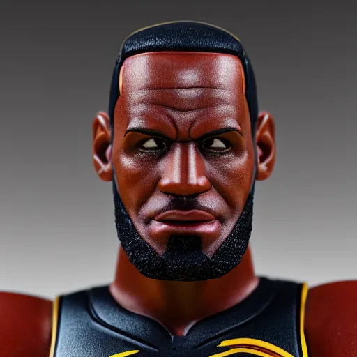 Image similar to lebron james minimalist action figure, studio lighting