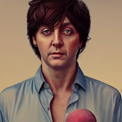 Image similar to Steven Moriseey as Paul McCartney, body portrait, highly detailed, digital painting, artstation, concept art, sharp focus, illustration, art by WLOP and greg rutkowski and alphonse mucha and artgerm