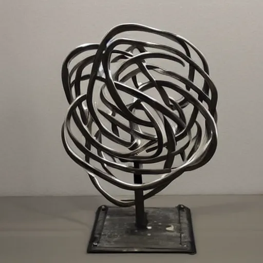 Image similar to a metal sculpture of the best knot from knot theory