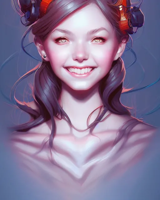 Image similar to digital art, fantasy portrait of smiling girl, by James Jean and by artgerm, by ross tran , ultradetailed, charachter design, concept art, trending on artstation,