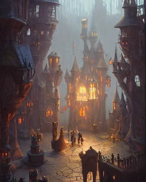 Prompt: gathering at the gallows at the courtyard of a robust fantasy castle, calming, uplifting mood, ultra realistic, factory, funny, small buildings, highly detailed, epic lighting, illuminated, cinematic, morning, art by eddie mendoza