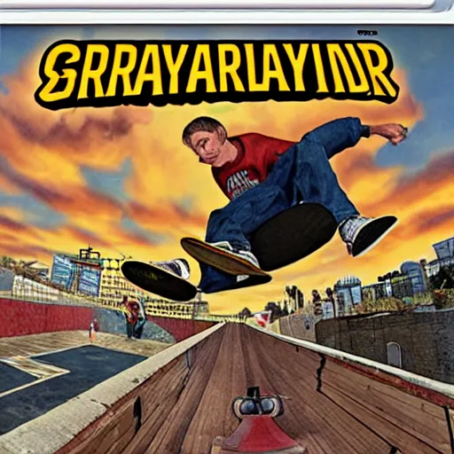 Prompt: tony hawk pro skater game cover