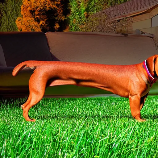 Prompt: realistic photo of a 1000 foot long dachshund dog