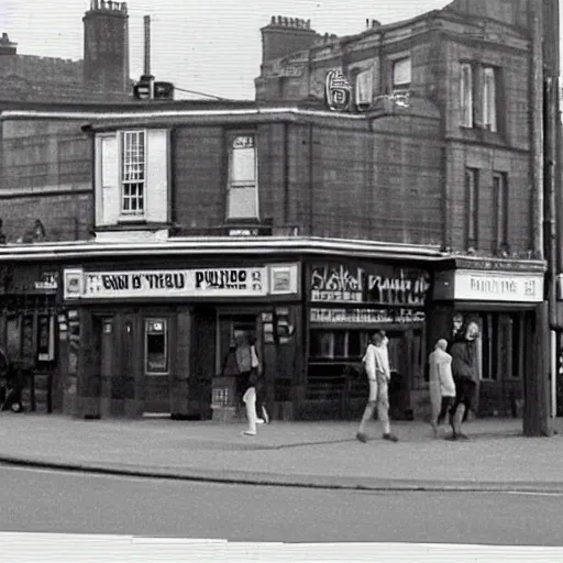 Image similar to the dublin pub, new hyde park, 1 9 8 0's, ultra realism