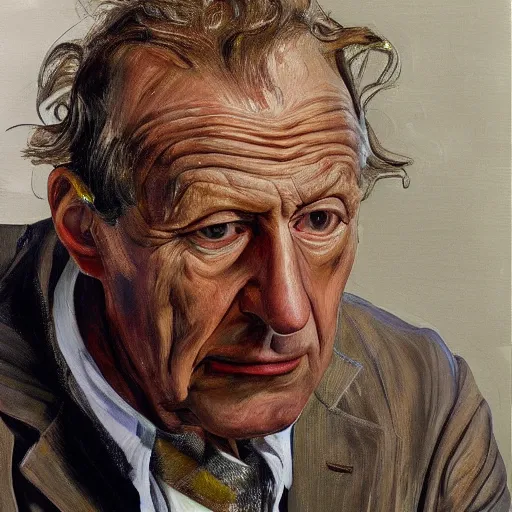 Image similar to high quality high detail painting by lucian freud, hd, portrait of actor