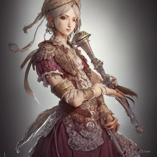 Prompt: studio portrait of neutral good colorful female cleric bard healer as absurdly beautiful, elegant, young skinny gravure idol, ultrafine hyperrealistic face illustration by kim jung gi, irakli nadar, intricate linework, sharp focus, bright colors, octopath traveler, final fantasy, unreal engine highly rendered, global illumination, radiant light, detailed intricate environment