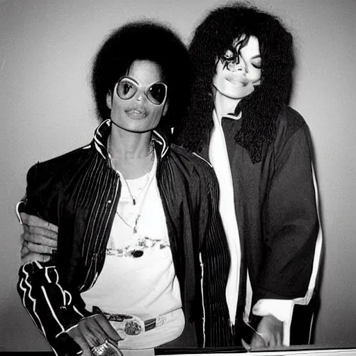 Image similar to michael jackson and prince rogers nelson in the recording music studio