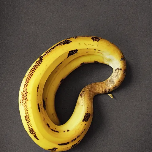 Image similar to a portrait of a snake made of a banana