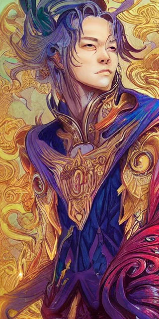 Prompt: beautiful and vivid ross tran and rebecca guay fantasy portrait of a time wizard. trending on artstation 8k hq