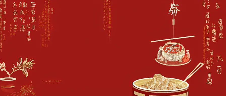 Image similar to a beautiful simple 4 k hd red wall paper illustration of roasted string hotpot, red wallpaper design, simple style, gourmet style, commercial kebab hotpot wallpaper display, wall painting, from china, with merchant logo, simple structure, surrealistic, chinese style, victo ngai, james jean, denoise, deblurring