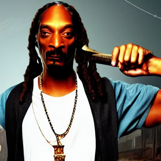 Image similar to snoop dogg as a walking dead character