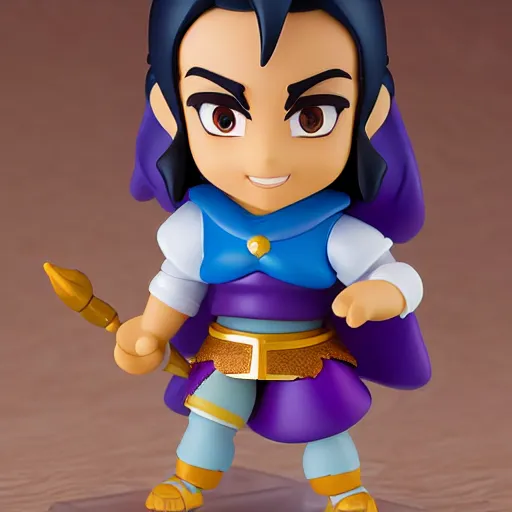 Image similar to pixar warrior aladdin as nendoroid, side view, 8 k hd dof, kodak film,