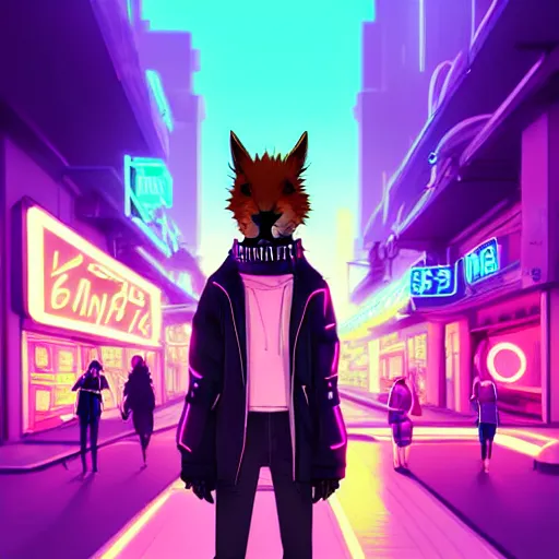 Image similar to beautiful furry digital art portrait commission of an androgynous furry anthro capybara fursona wearing punk clothes in the streets of a cyberpunk city. neon signs. character design by charlie bowater, ross tran, artgerm, and makoto shinkai