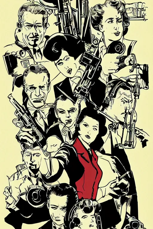 Image similar to Agent carter illustration concept art in the style of Amano, Yoshitaka