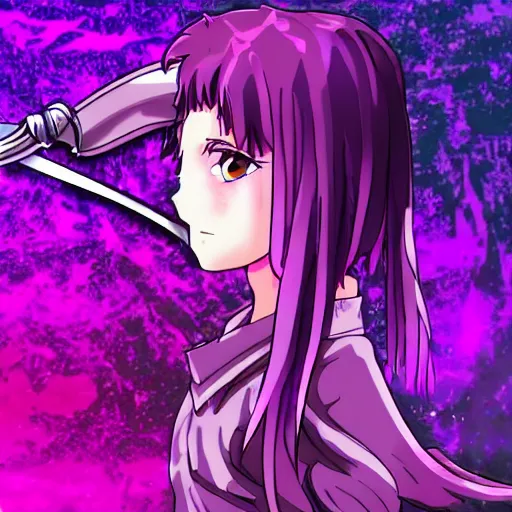 a girl holding a sword, anime, corrupted image file, | Stable Diffusion ...