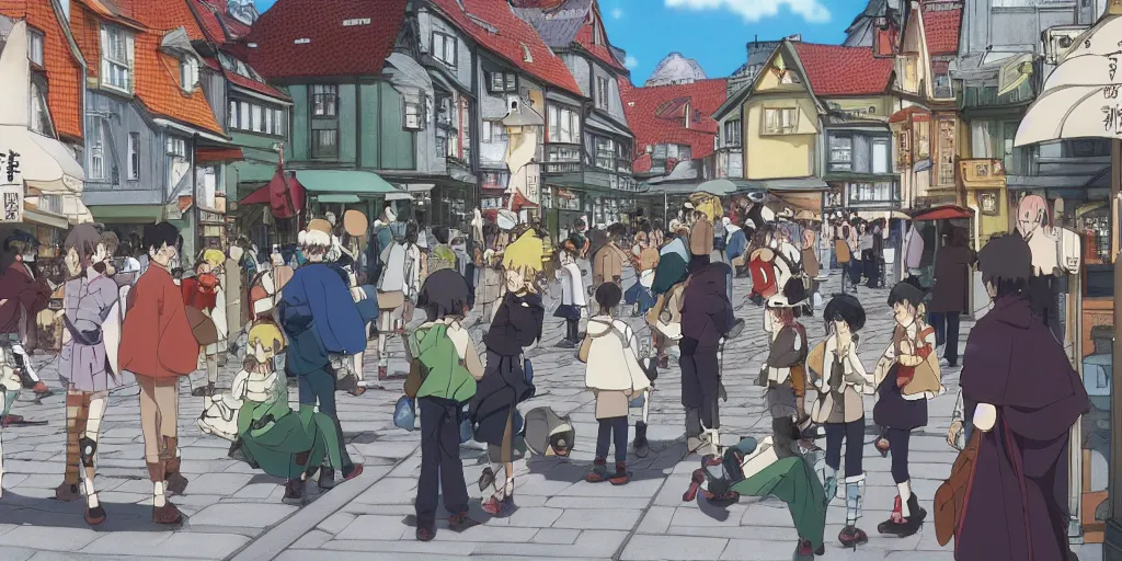 Prompt: anime Highly detailed street life in stavanger by noon, strong atmosphere by Studio ghibli