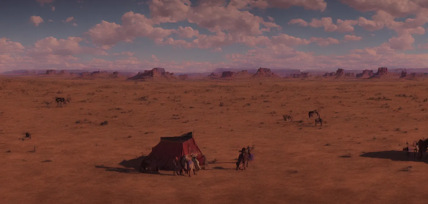 Prompt: navajo indian reservations, cinematic view, trending on artstation