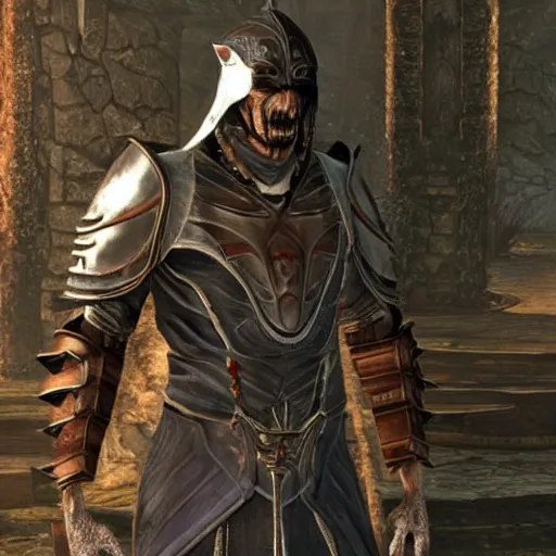 Image similar to elon musk as a dark elf in elder scrolls v skyrim