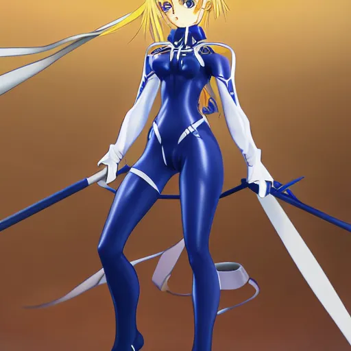 Prompt: beautiful image of saber from fate / stay night in a thight plugsuit from evangelion, high quality, highly detailed, 4 k, drawn by wwpgi