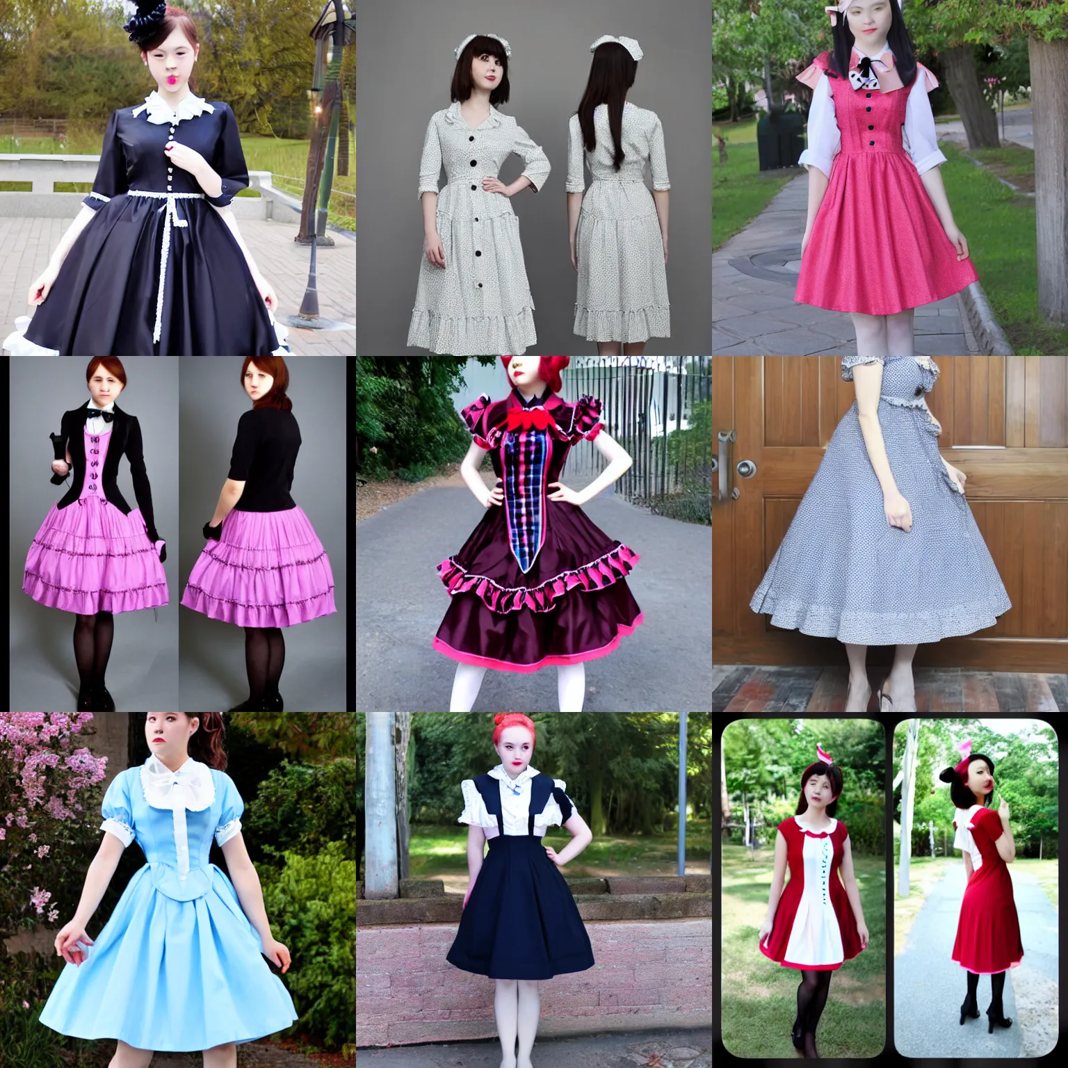 Prompt: a lolita dress, inspired by business suit, front and back, photo