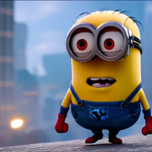 Image similar to minion spider-man, UHD, 4k, highly detailed