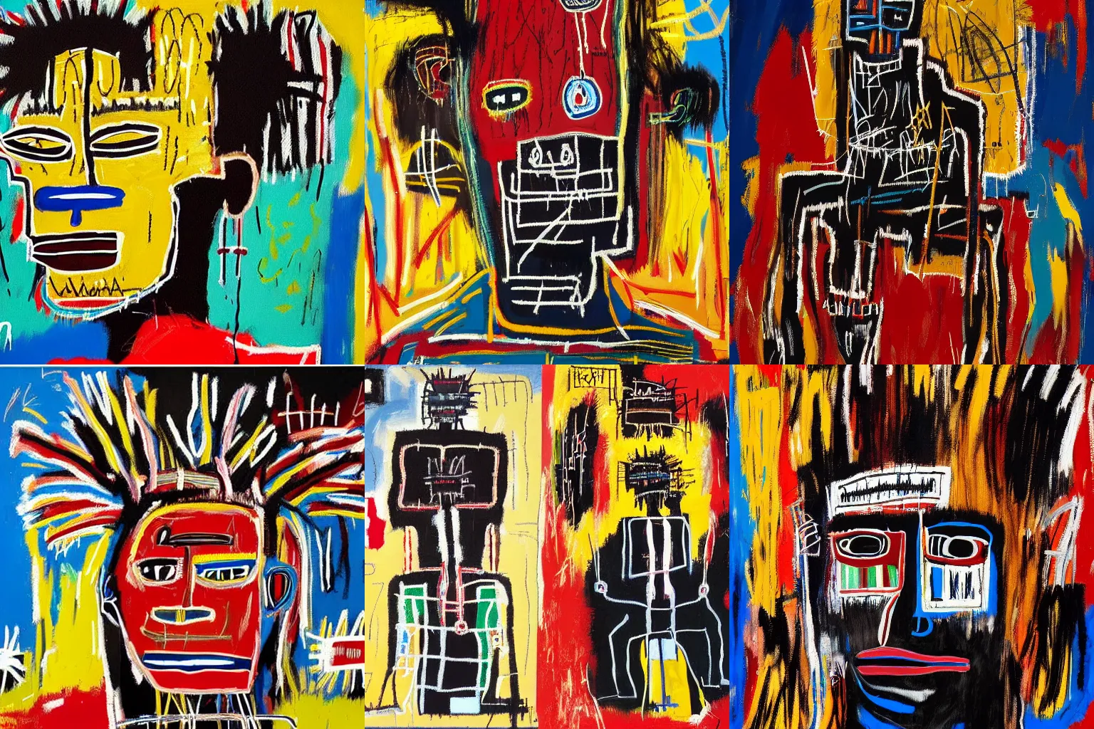 Image similar to extremely highly detailed hi-res majestic painting of an black strong african man by jean-michel basquiat, , 4k insanely detailed and intricate