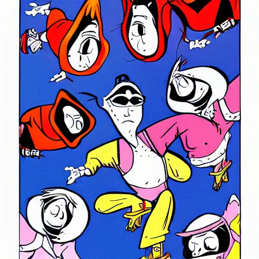 Image similar to skater character on white background, 4 - heads tall, stylized proportions by ralph bakshi hirouki imaishi inks and colors