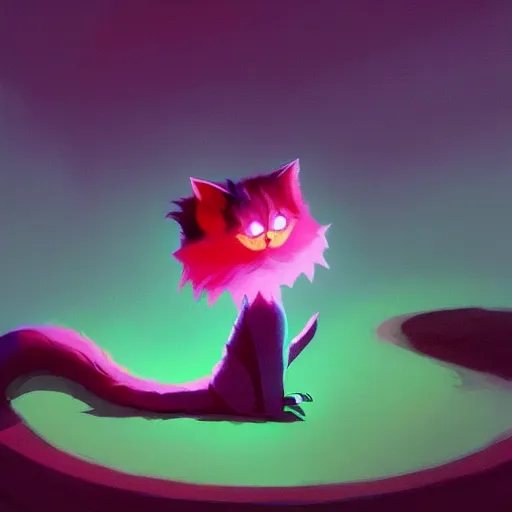 Prompt: cheshire cat by atey ghailan and james gilleard and goro fujita, exquisite lighting, art, very coherent, plain background, trending on artstation