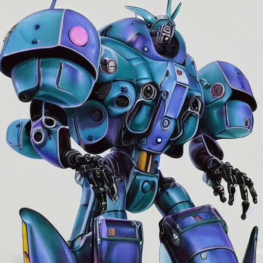 Image similar to tentacled combat mecha, gouf evangelion, bismuth mechanical exoskeleton wearing hardsurface armour holding scifi weapons, gouf mobile suit, by don maitz, rob gonsalves, chihuly, trending on artstation # chihuly # evagelion # scifi mech