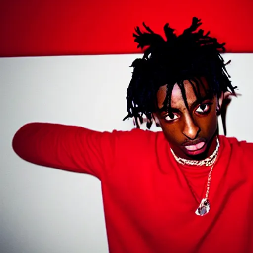 Prompt: playboi carti in a red room