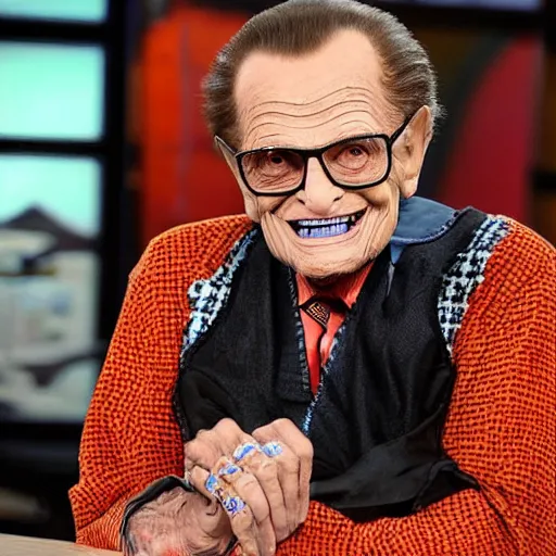 Image similar to larry - king dressed like skeletor comic - book drawing from mad - magazine