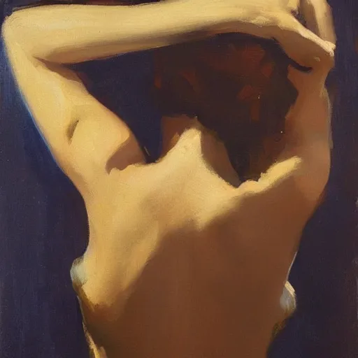 Image similar to artwork by malcolm liepke and edward hopper