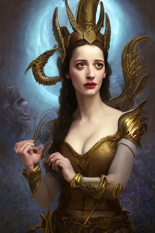 Image similar to A fantasy book style portrait painting of a hybrid, Eva Green, Anya_Taylor-Joy, Cory Chase, as a Mystical Valkyrie, Anubis-Reptilian, Atlantean Warrior, François Boucher, Oil Painting, unreal 5, DAZ, hyperrealistic, octane render, Regal, Refined, Detailed Digital Art, RPG portrait, William-Adolphe Bouguereau, Michael Cheval, Walt Disney (1937), Steampunk, Volumetric Golden dappled dynamic lighting, Highly Detailed, Cinematic Lighting, Unreal Engine, 8k, HD