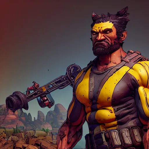 Prompt: professional physically based octane render of Wolverine in Borderlands 3, character concept art, epic composition, style of Borderlands, 8k comic art, intricately detailed