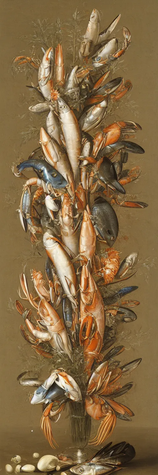 Image similar to A vase of seafood by Balthasar van der Ast