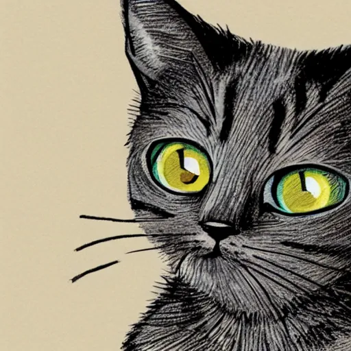 Image similar to Tim Mcdonagh illustration of a cute cat