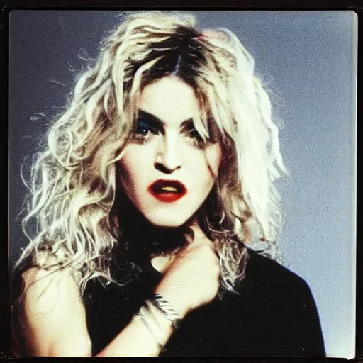 Prompt: polaroid of madonna from the 80s