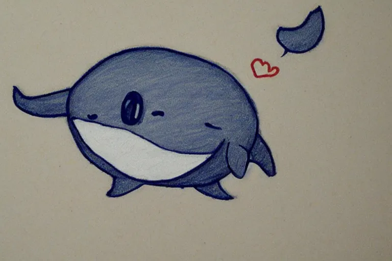 Image similar to anime drawing of a cute whale checking her email