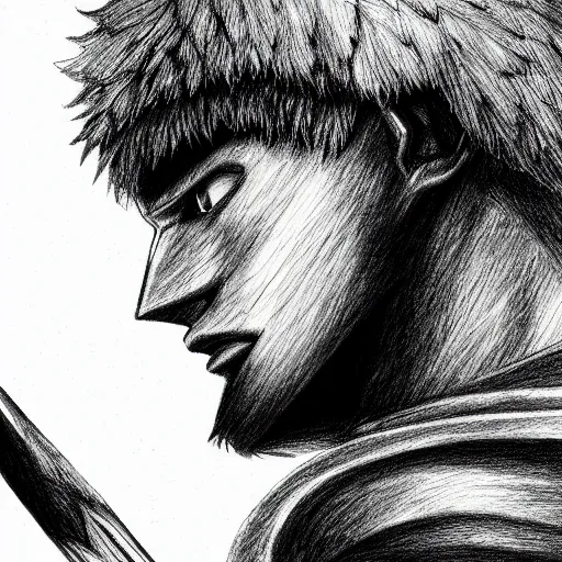 Image similar to a very detailed pencil drawing of berserk 4 k, high resolution, still, landscape, hd, dslr, hyper realistic, sketch