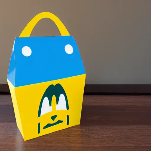 Image similar to mcdonalds happy meal made out of blue paint