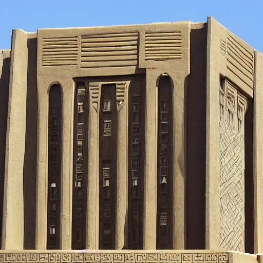 Prompt: egyptian revival art-deco building