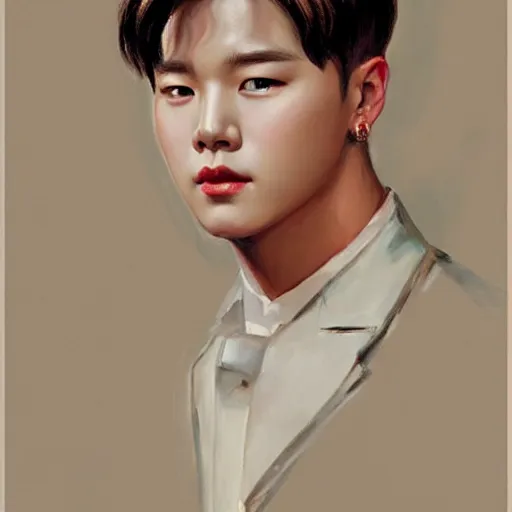 Image similar to bts jimin, art by J. C. Leyendecker