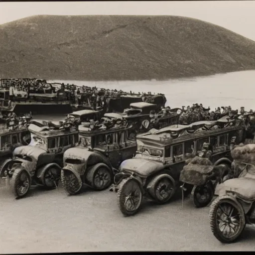 Prompt: photograph of a convoy of