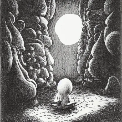 Prompt: limbo, sulfur, cavern, photorealism, 4 k, highly detailed, by maurice sendak, edward gorey, charles addams,