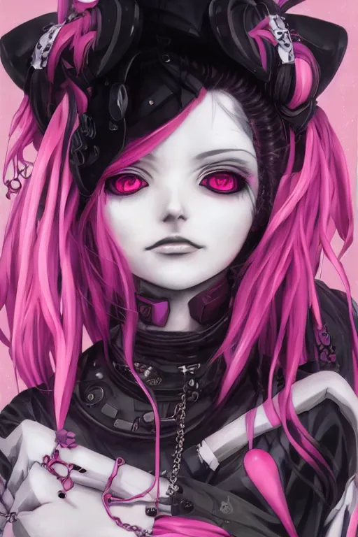 portrait of an anime manga cybergoth girl with pink | Stable Diffusion |  OpenArt