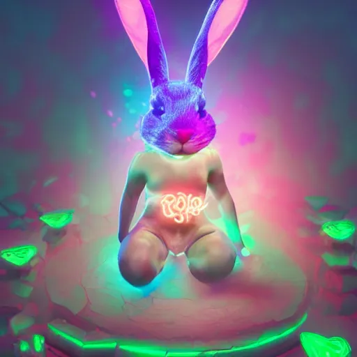 Prompt: neon fluorescent, iridescent cute bunny rabbits with fairy wings cyperpunk 2 0 7 7, unreal engine 5, 8 k ultra realistic, hyperdetailed, volumetric lighting, extremely high quality, vector art, illustration by frank frazetta