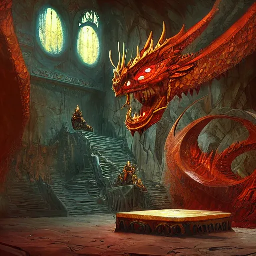 Image similar to The dragon of time in his otherworldly throne room by Marc Simonetti