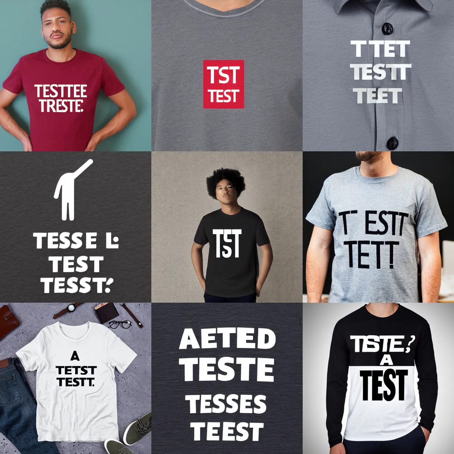 Prompt: A shirt that says 'test'
